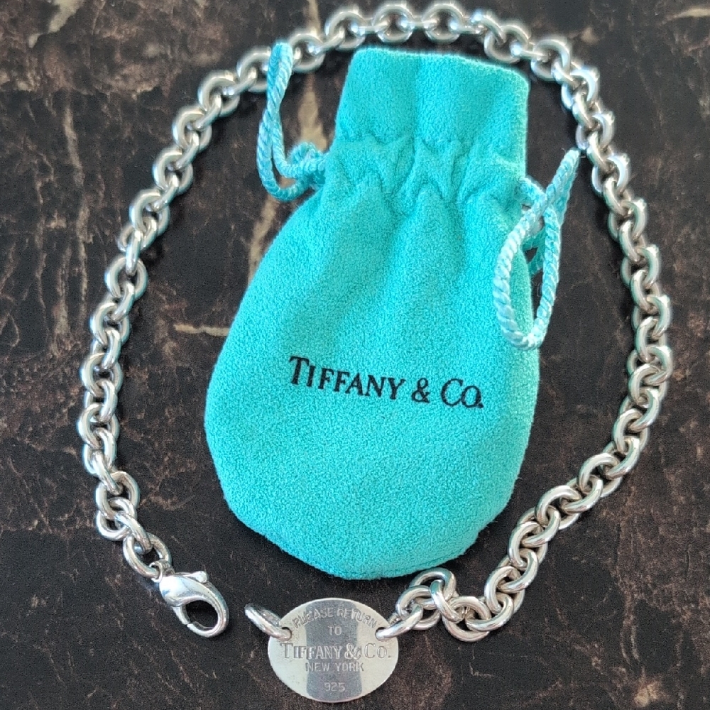 TIFFANY & CO 925 STERLING RETURN TO TIFFANY OVAL TAG  NECKLACE